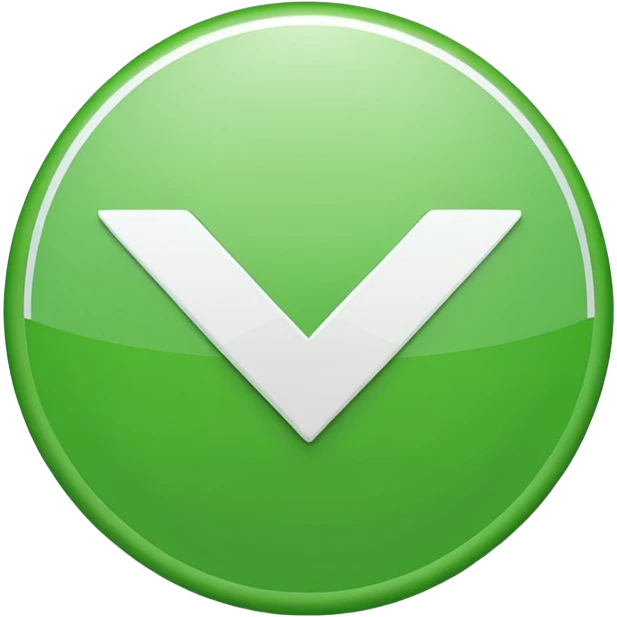 Green circular checkmark icon, white check symbol in center, glossy 3D button style, smooth surface, soft shadow, minimal design, centered composition, high resolution emoji