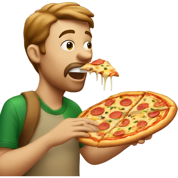 Man eating pizza at zoo emoji