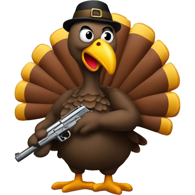 turkey holding pistol emoji