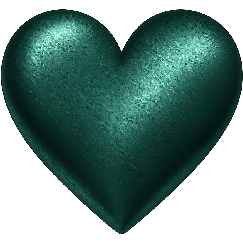 heart with a metallic pine finish, digital illustration, no background emoji