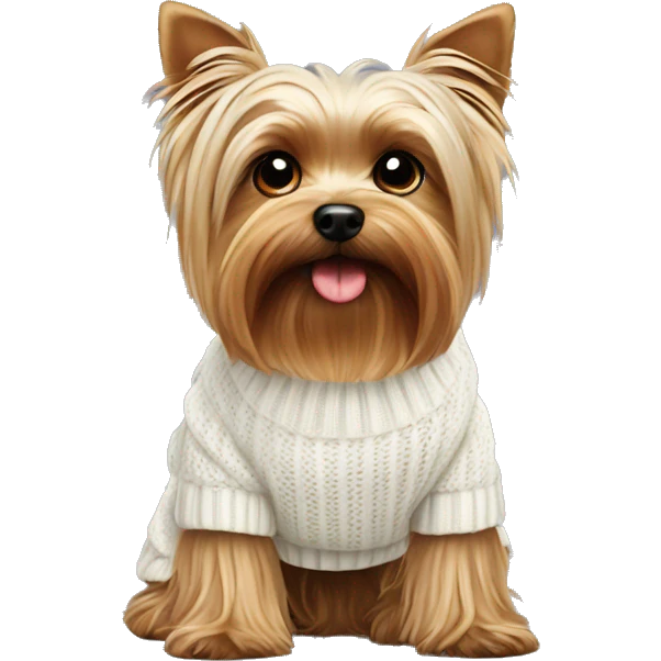 Yorkshire terrier cute dog in white sweater  emoji