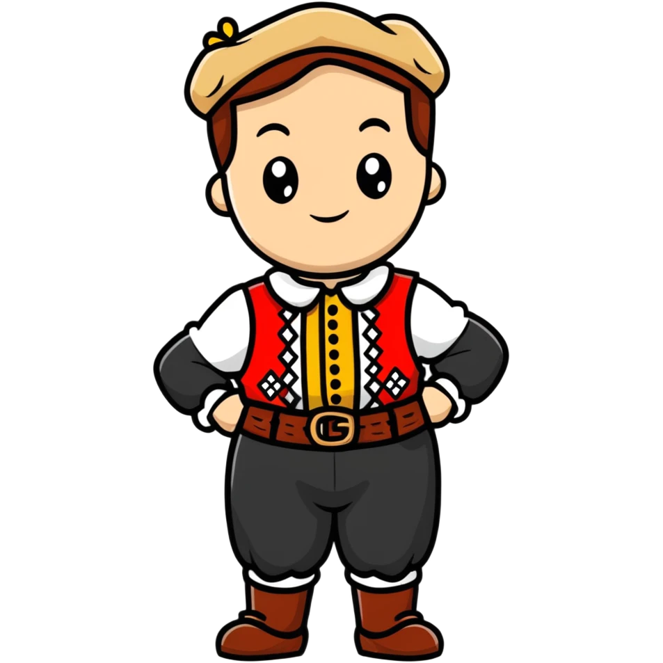 German in traditional Bavarian clothing shrugging emoji