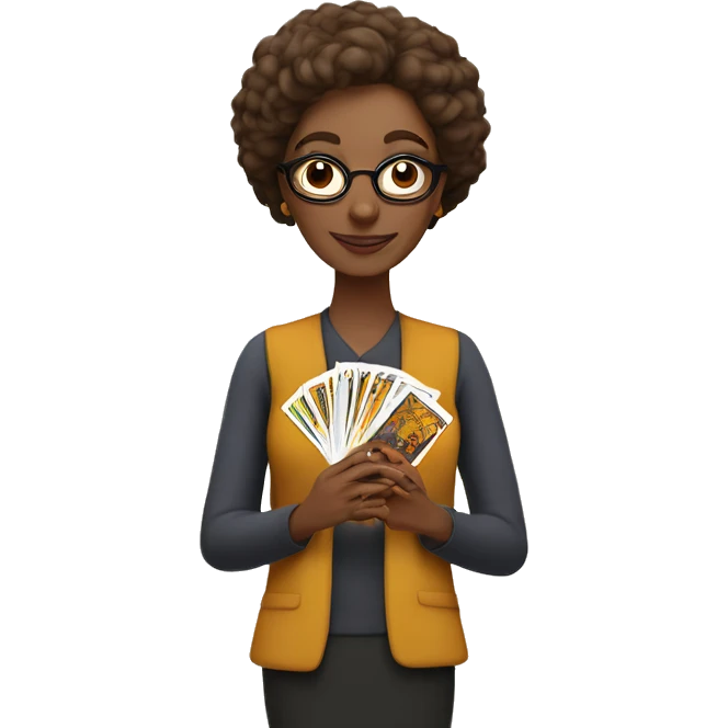 Teacher with tarot cards in hands emoji