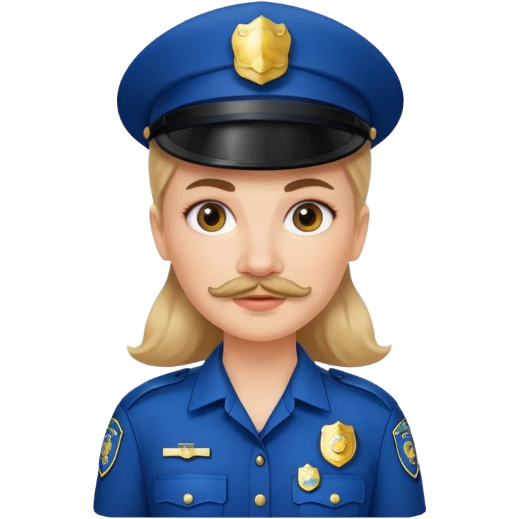 white woman with mustache wear police's uniform emoji