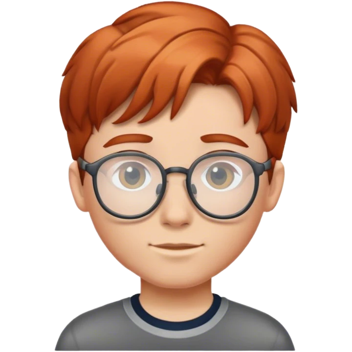 school  boy with copper hair and glasses,  emoji