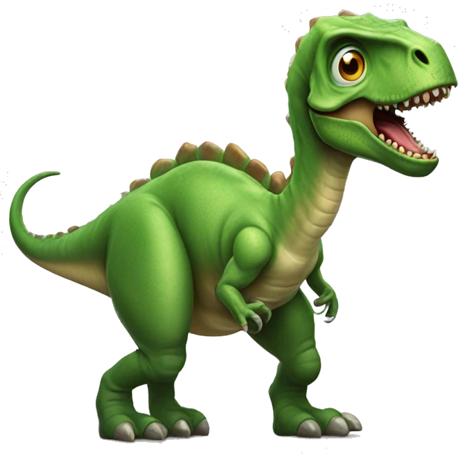 dinosaurio  con cuerpo de alien y cola de caballo emoji