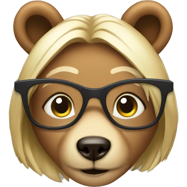 female bear with glasses using laptop emoji