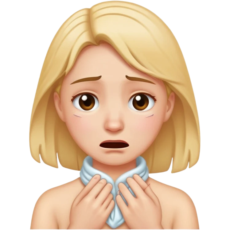 girl holding neck crying emoji