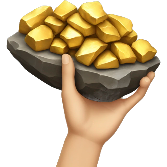 hand holding gold ore emoji
