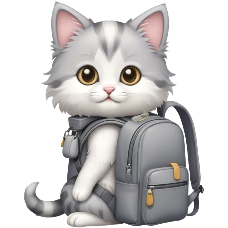 cute kitten with backpack  emoji