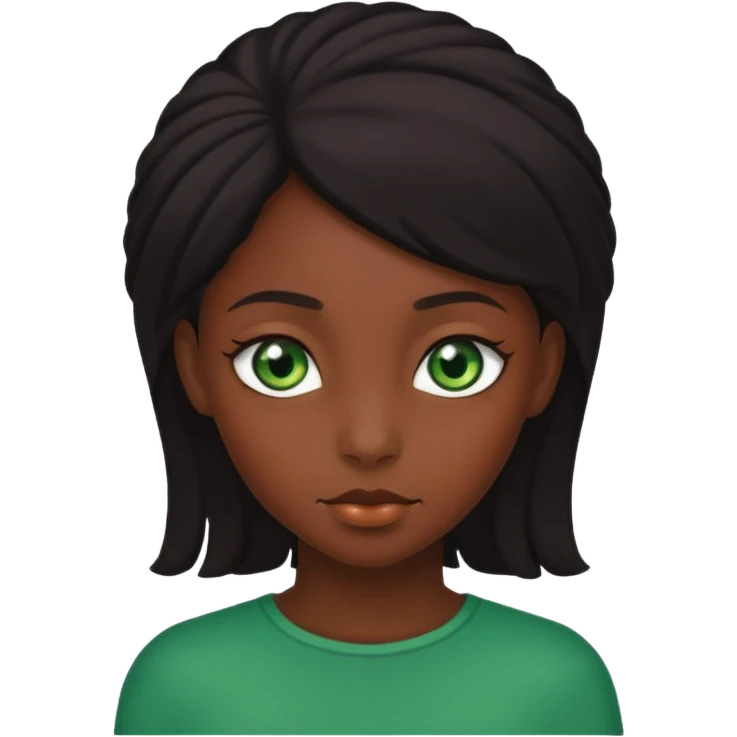 Black girl with green emoji