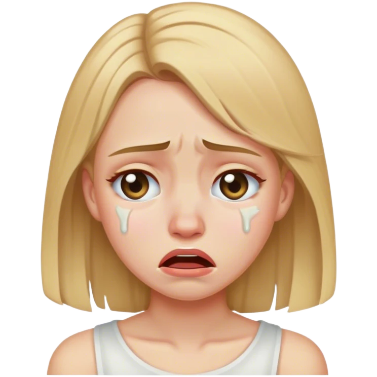 A dark blonde girl crying  emoji