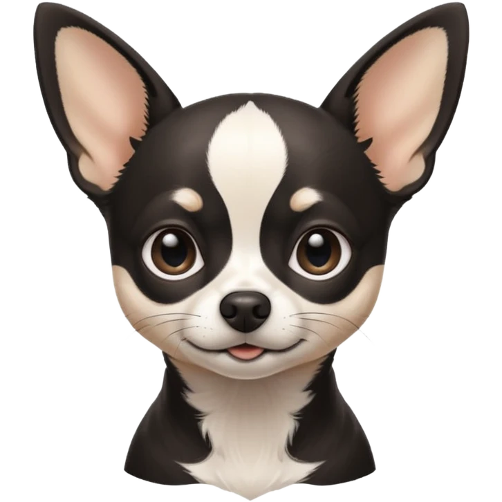 A black and white chihuahua emoji please with a thin white line on the center of head nose pointy emoji