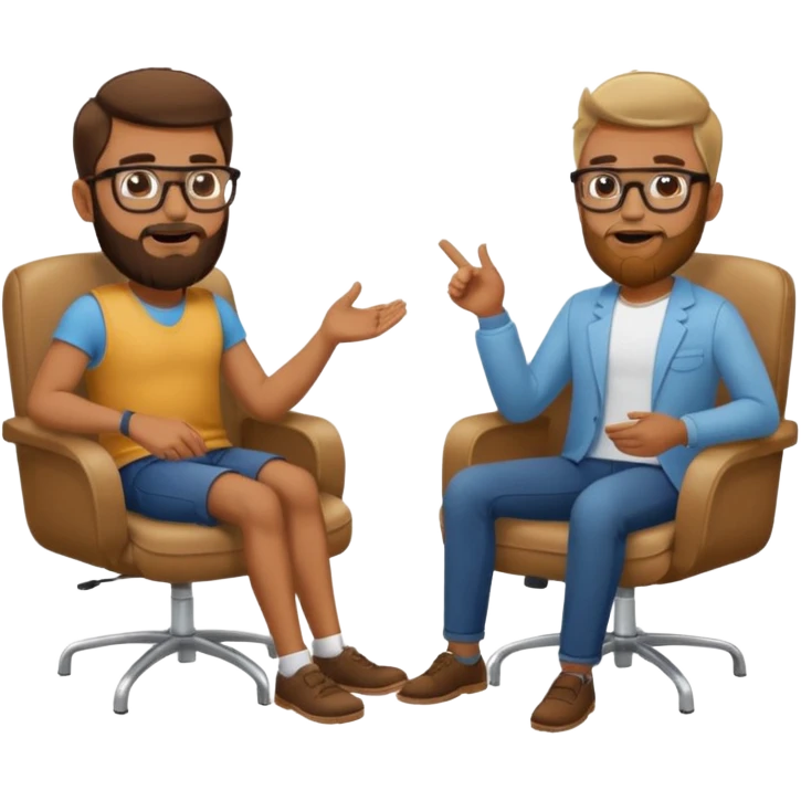 Tow guys in a chair asking emoji