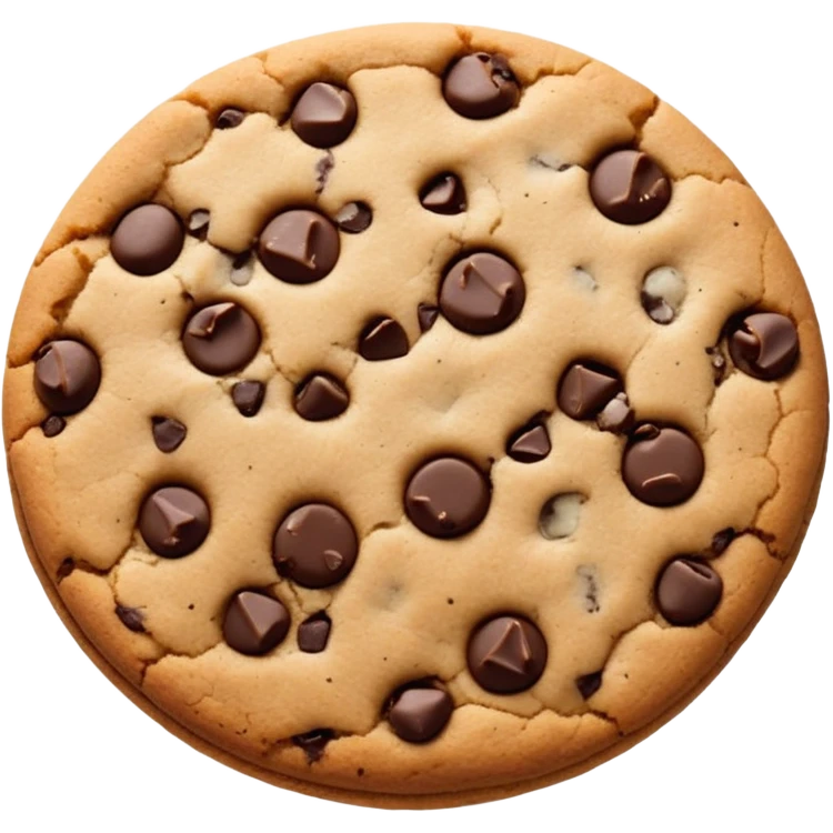 Single chocolate chip cookie, isolated, clean white background, minimalist emoji