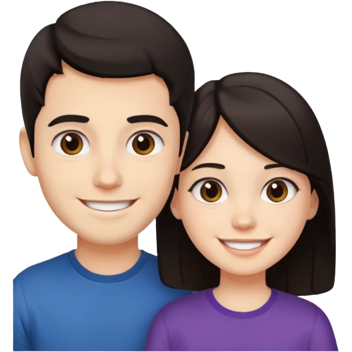 Brother ans sister, white skin, dark hair emoji