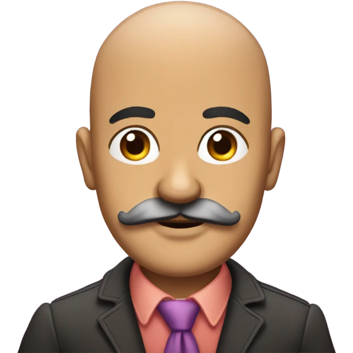 Extra gay bald Mexican man with big mustache emoji