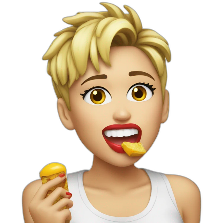 Miley Cyrus eating emoji