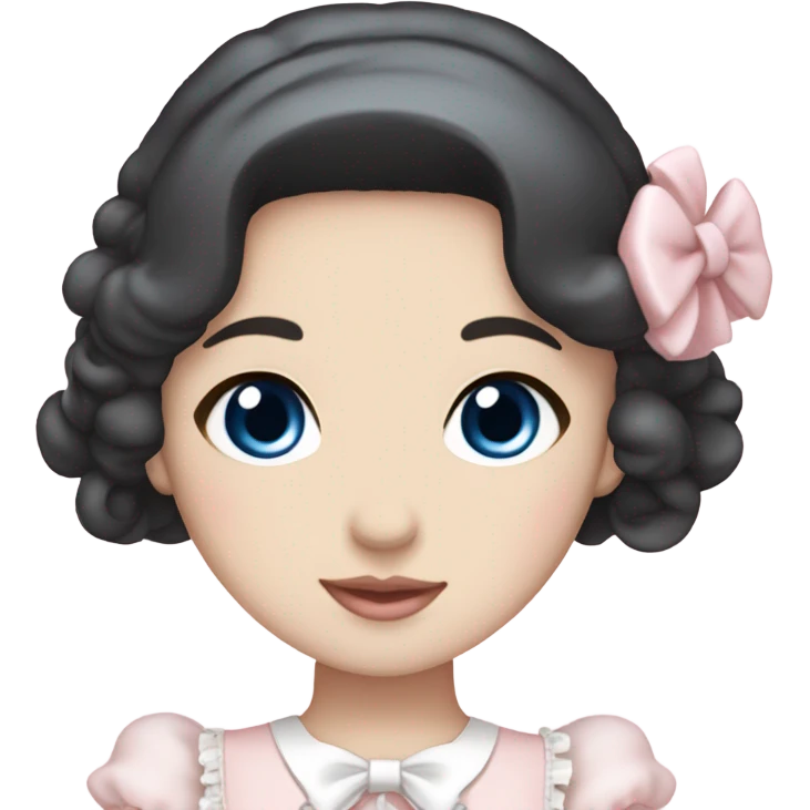 sweet lolita dark hair blue eyes white skin light pink dress emoji