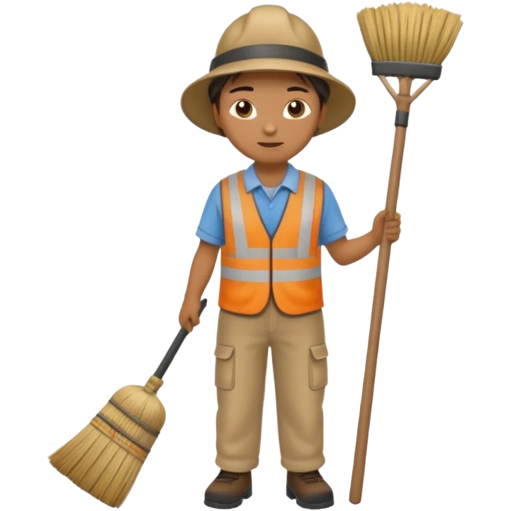 street sweeper with broom emoji