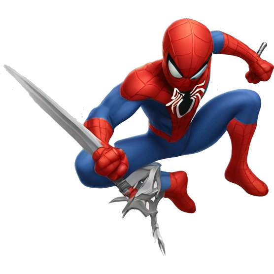 Spider-man with a BIG SWORD in a fighting pose emoji