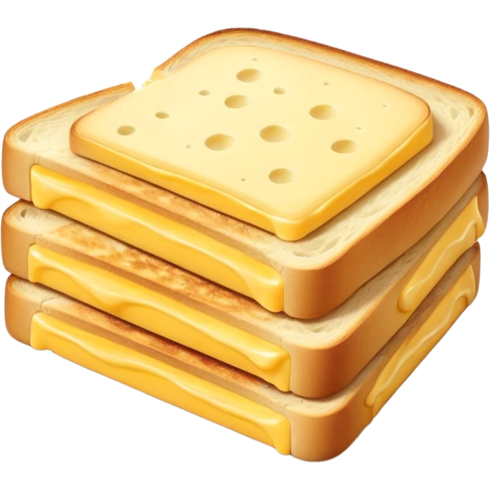 croque-monsieur cheese slices, one or two, thin, square, pale yellow, smooth glossy, rounded corners, supple, melt-friendly, slight layering or curled corner, no packaging, bread, or plate, no faces, clean 3D, soft shadows, transparent background, emoji scale emoji