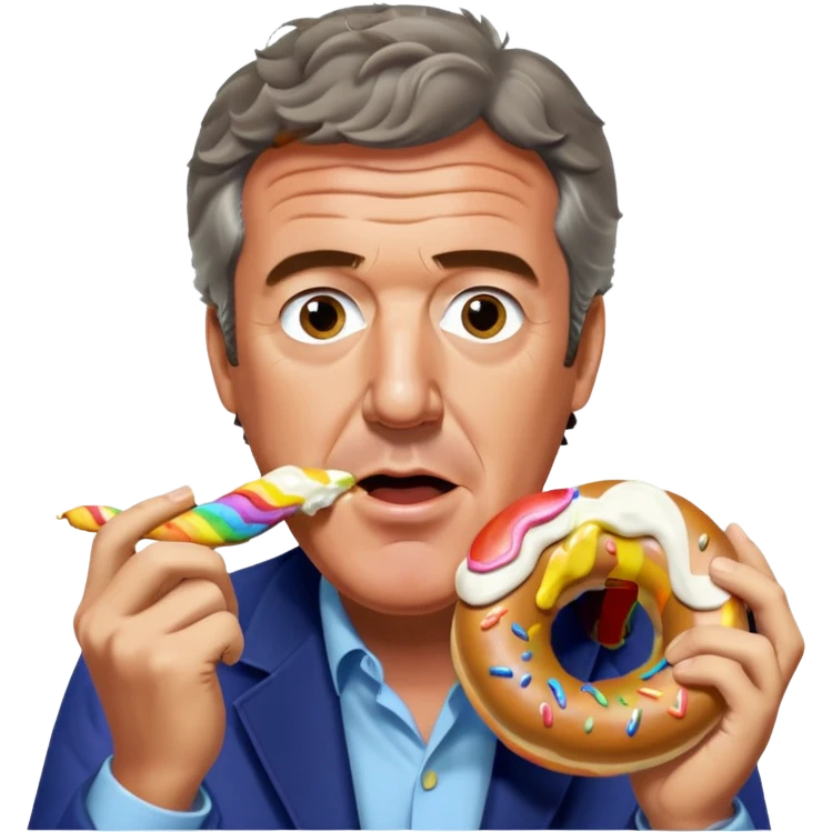 Jeremy Clarkson eating rainbow bagel emoji