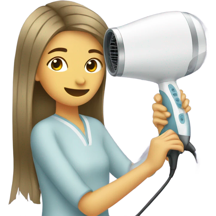 Girl is drying wet sail using the hair dryer emoji