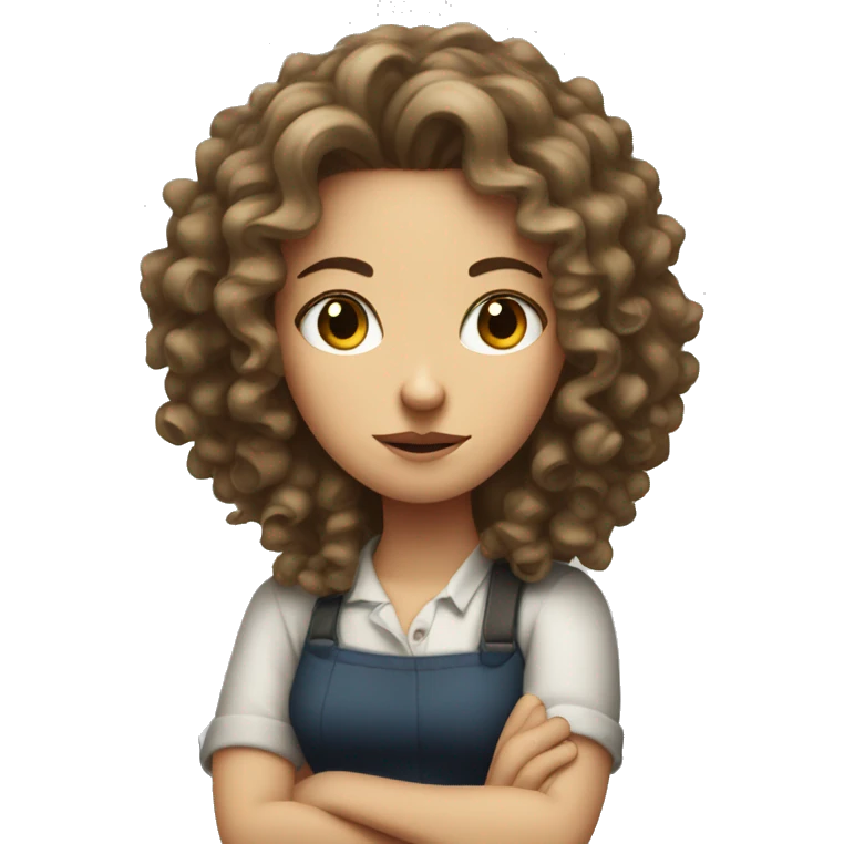 White girl with curly hair and a mad face with arms crossed emoji