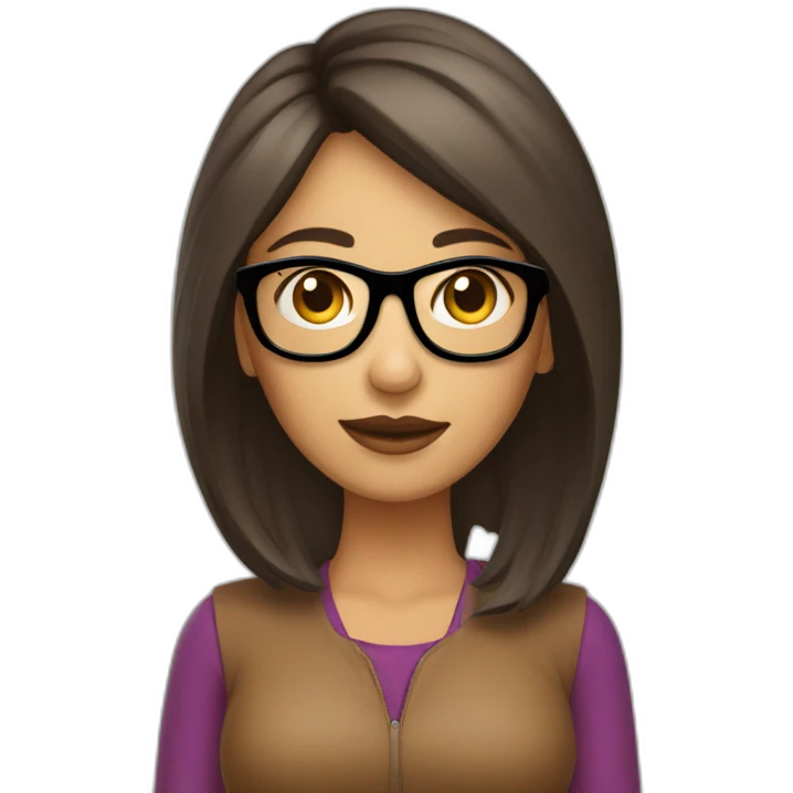 mujer morena con gafas pelo largo emoji