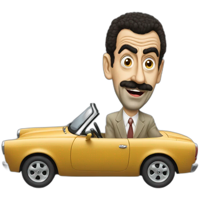 Borat driving mr. Bean's car emoji