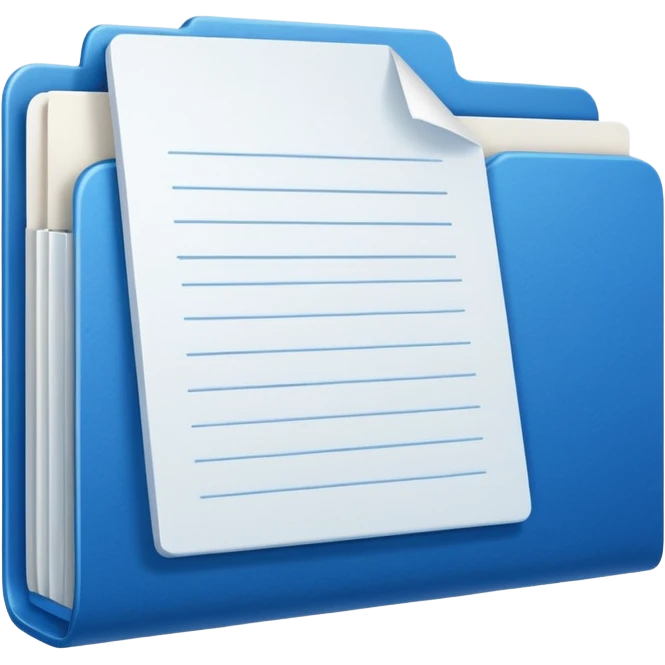 a blue file with white paper blank name label on it emoji