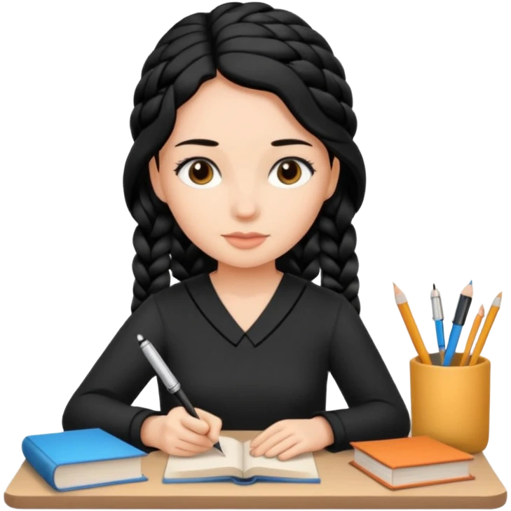 women working with paper and books simple black  braid hair emoji