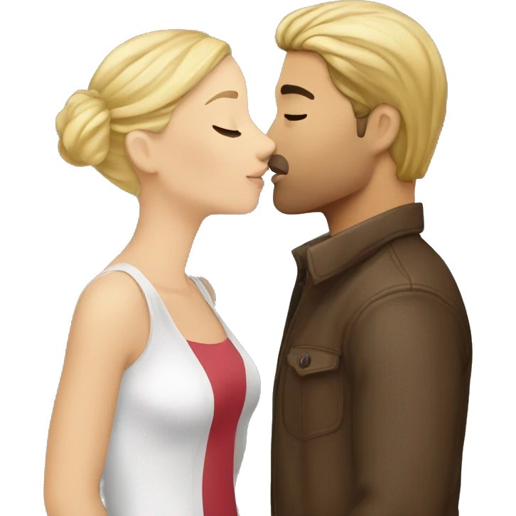 Blonde-hair-woman-and-brown-hair-man-kisses emoji