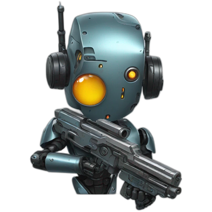 Robot cyberpunk with a gun emoji