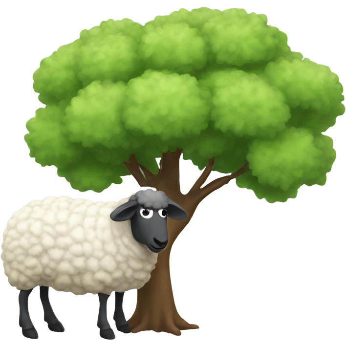 a sheep eating under a tree emoji