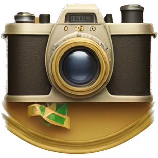 An Award with golden laurels left and right and a vintage film camera in the center emoji