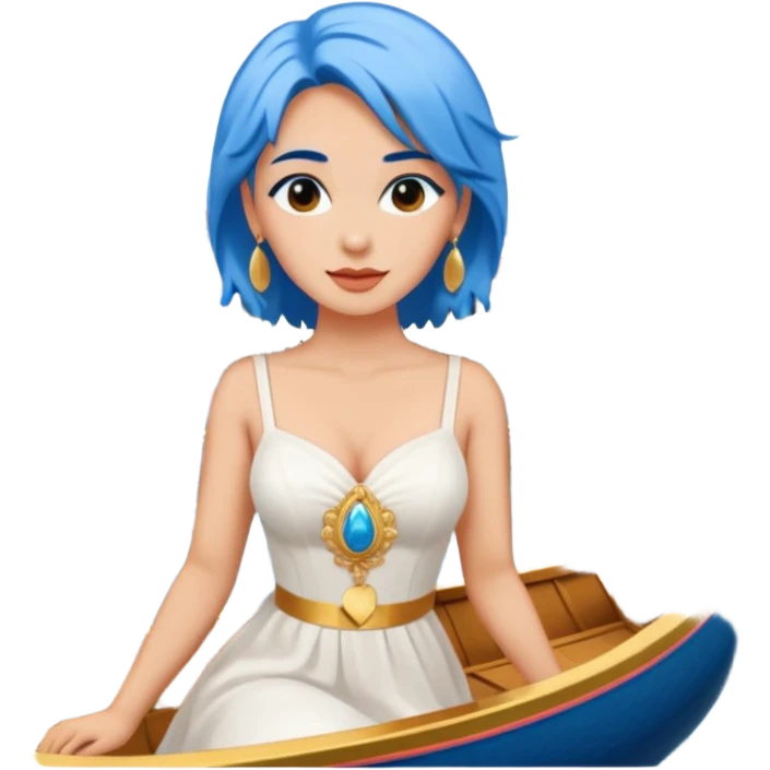 venice gondolier woman fat earring wearing blue hair emoji
