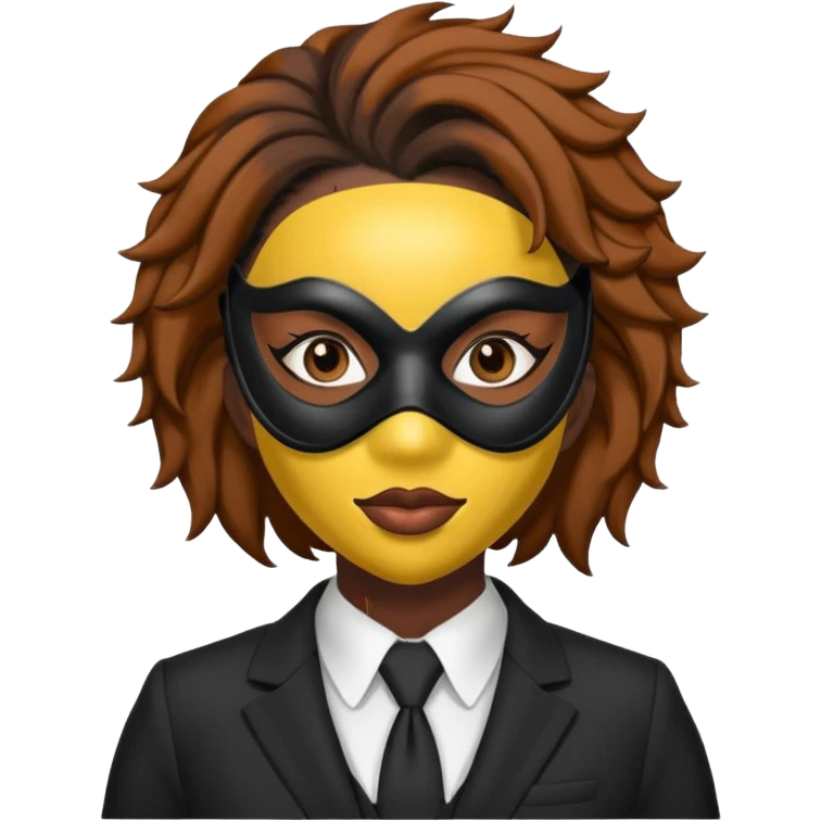 black woman in suit and mask emoji