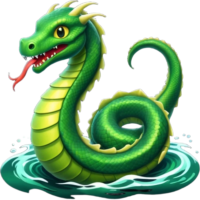 Sea Serpent – Long green snake-like monster rising from water emoji