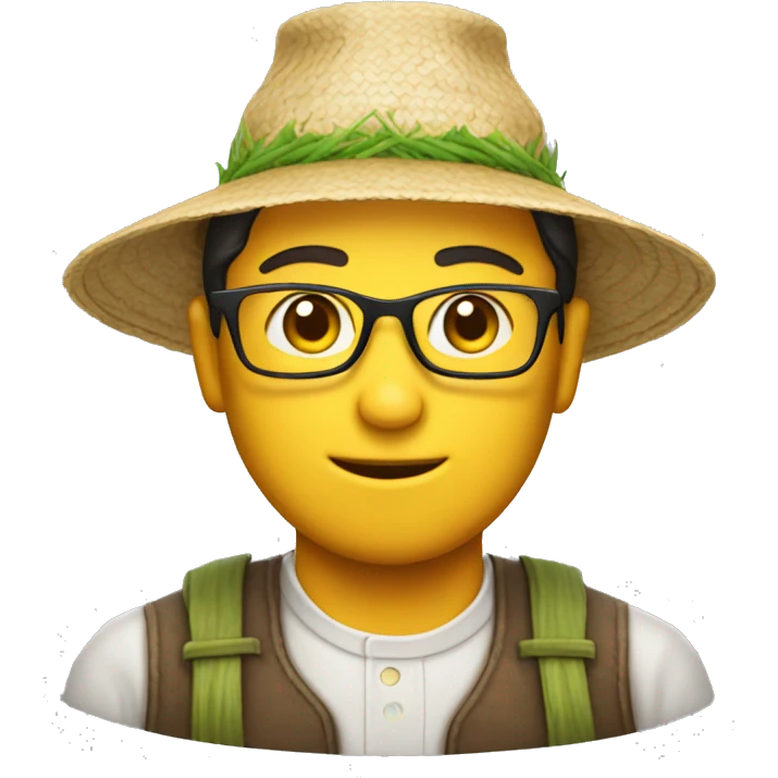 nerd emoji with a rice farmer hat emoji