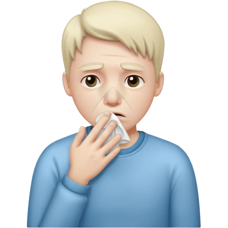 sick person with tissue on nose, and is shaking. emoji