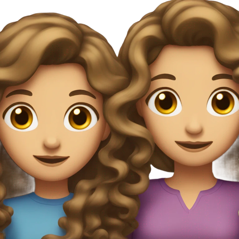 Girl with brown hair curling the hair of another girl emoji