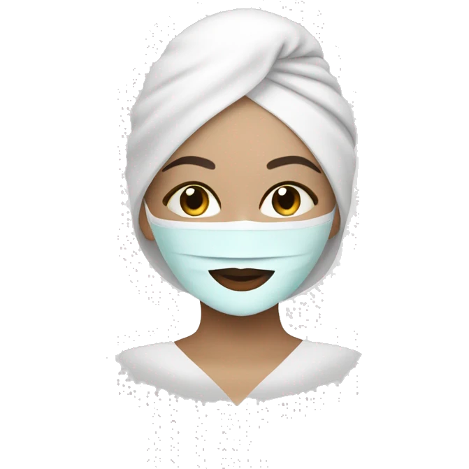 Lady with face mask spa beauty full face relaxing emoji