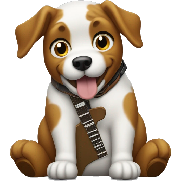 A dog playing a j-200 Gibson gutair emoji