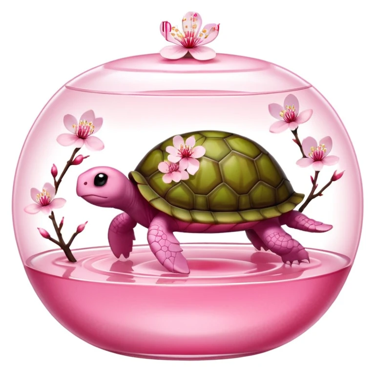 Sakura pudding shaped like a turtle with cherry blossom decoration emoji