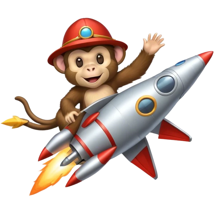 happy monkye in a hat flying in a rocket  emoji