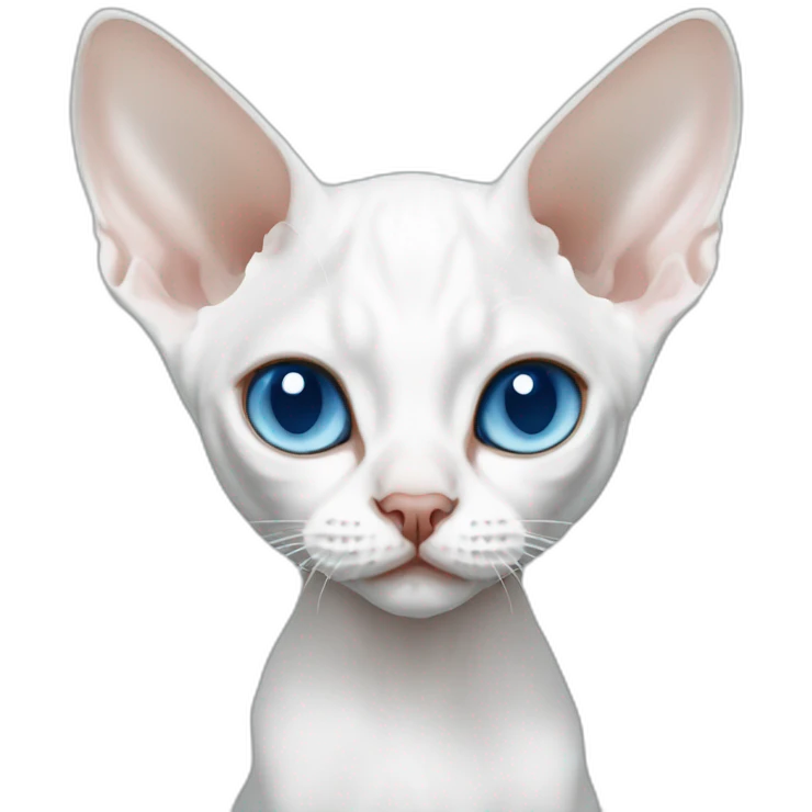 Slim white devon rex with light blue eyes cute emoji