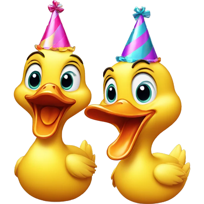 Surprised duck with a party hat. emoji