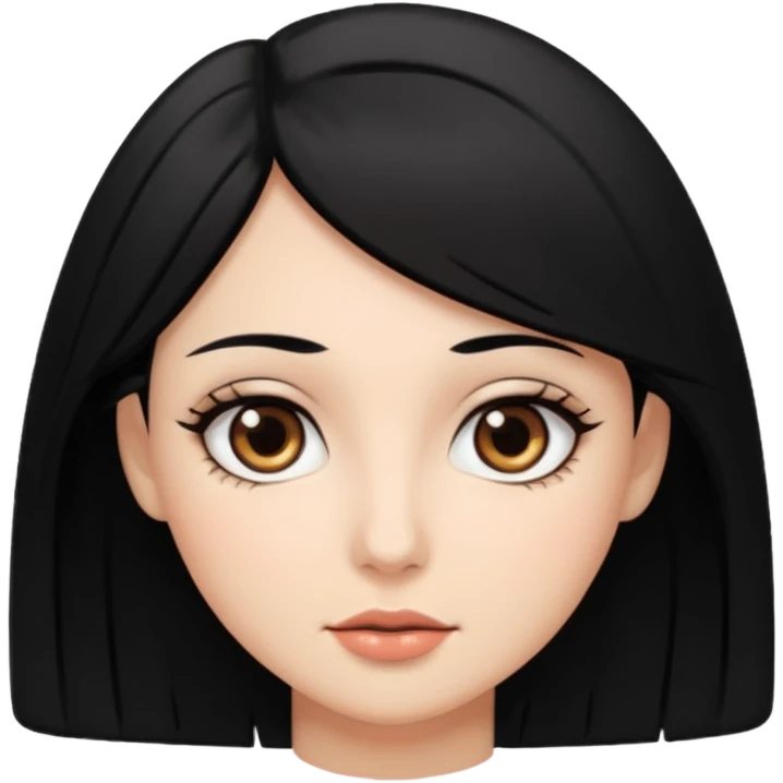 A woman with black hair and big eyes emoji